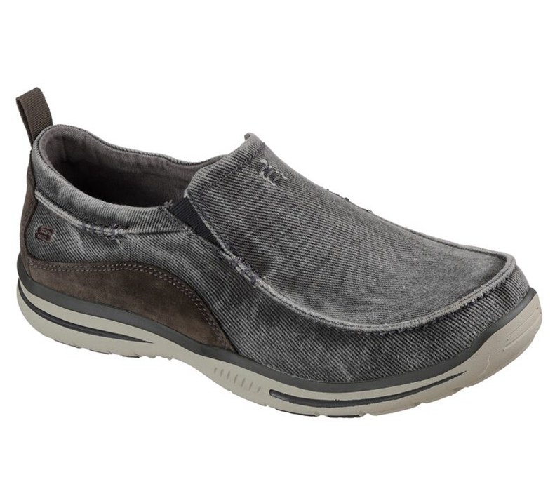 Skechers Herr Mörk Grå Slip On - Relaxed Fit: Elected - Drigo - Sverige (CLWGP-3201)
